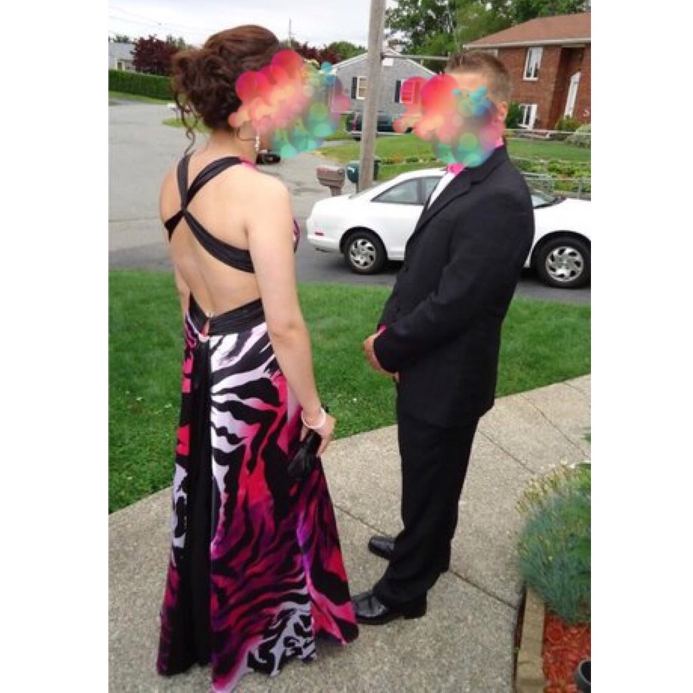 Colorful Open Back Prom Evening Dress